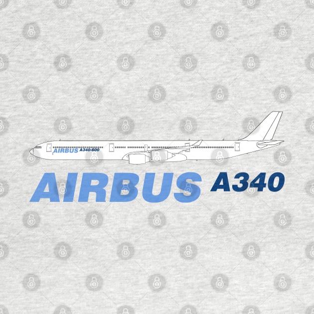 Airbus A340 Line Drawing by SteveHClark